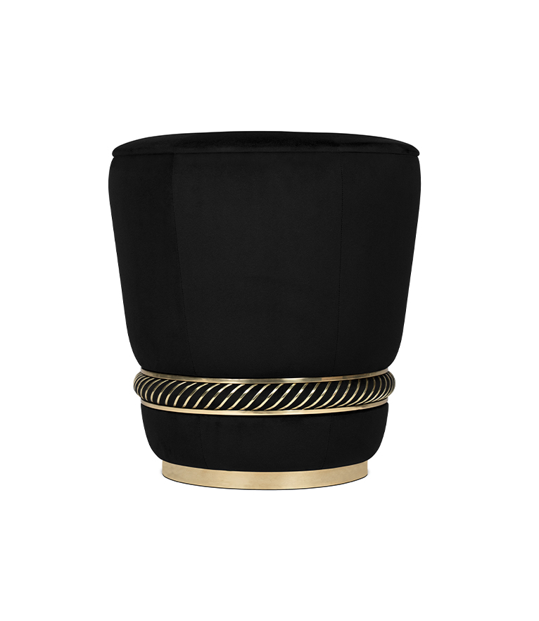 Noir Stool – Dark Velvet & Gold-Plated Brass - Home'Society