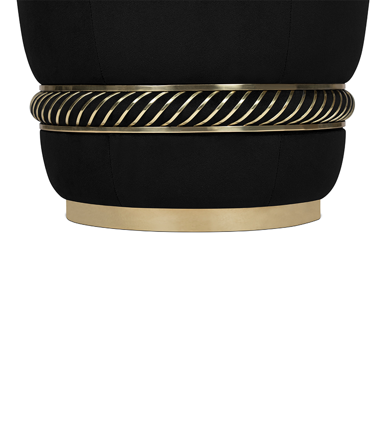Noir Stool – Dark Velvet & Gold-Plated Brass - Home'Society