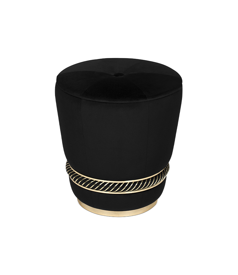 Noir Stool – Dark Velvet & Gold-Plated Brass - Home'Society