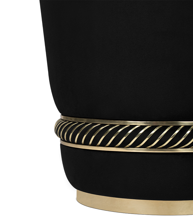 Noir Stool – Dark Velvet & Gold-Plated Brass - Home'Society