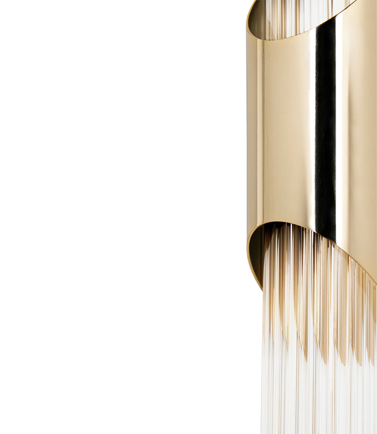 Waterfall II Big Wall Light – Handmade Crystal Tubes & Gold-Plated Brass - Home'Society