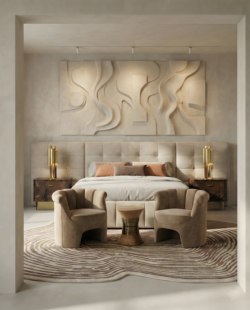 Luxurious Master Suite with Bold Geometry and Statement Lighting - Home'Society