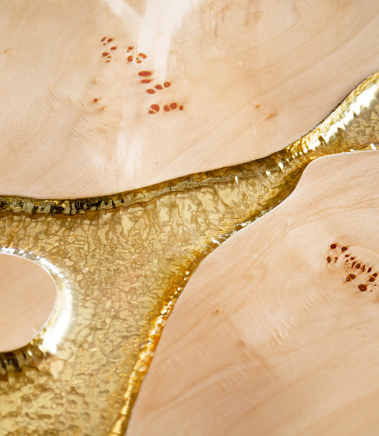 Empire Poplar Root Coffee Table - With Hammered Brass Details For A Modern Decor - Home'Society