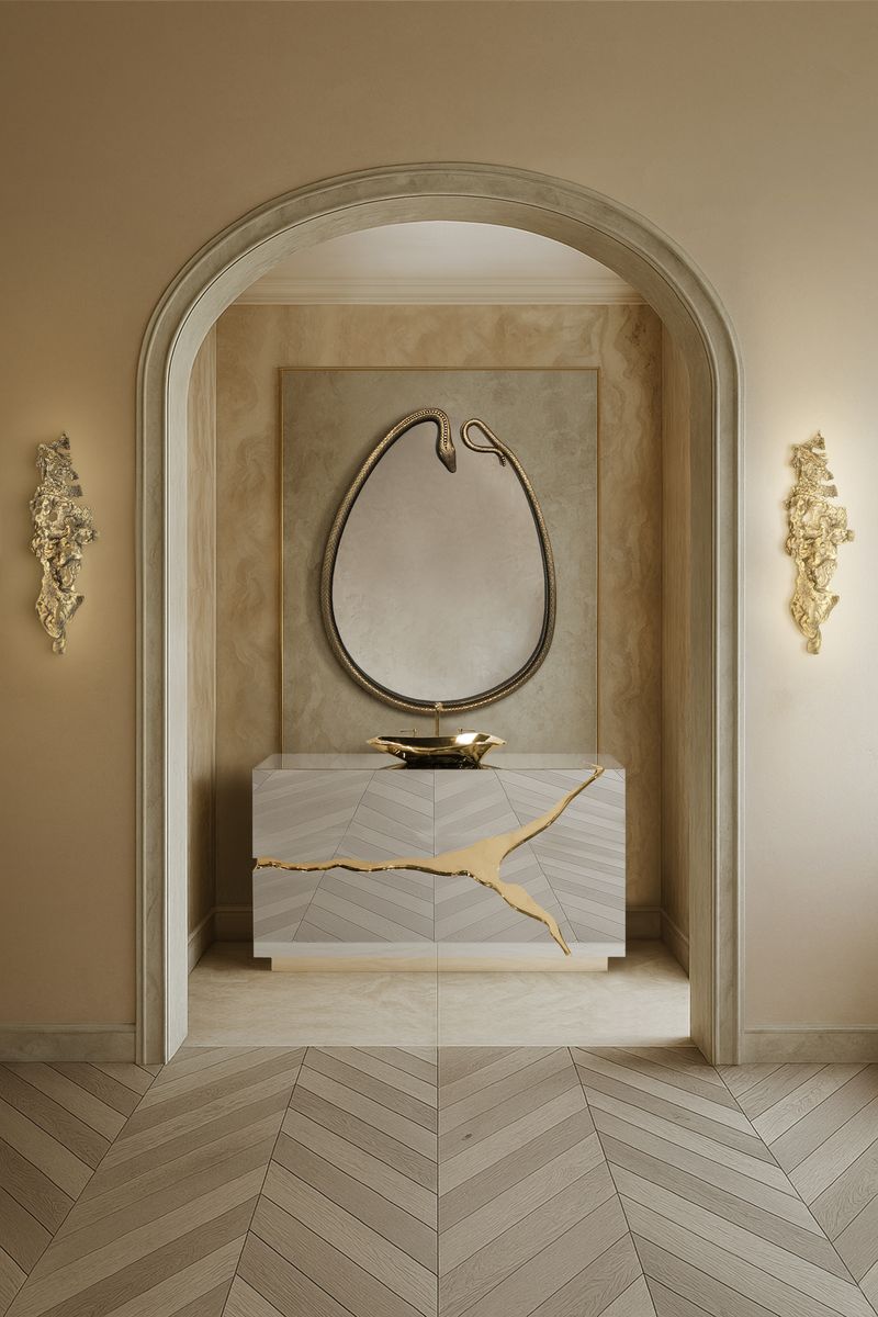 A Refined Powder Room with Sculptural Details - Home'Society