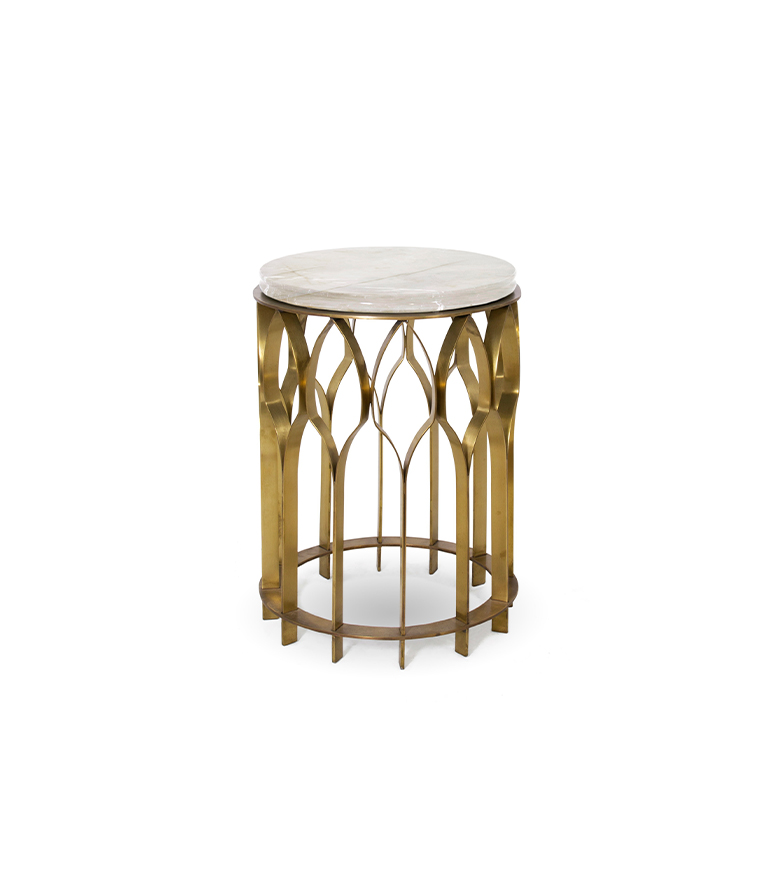 Mecca Side Table - Marble Table Top and Brass Structure - Home'Society