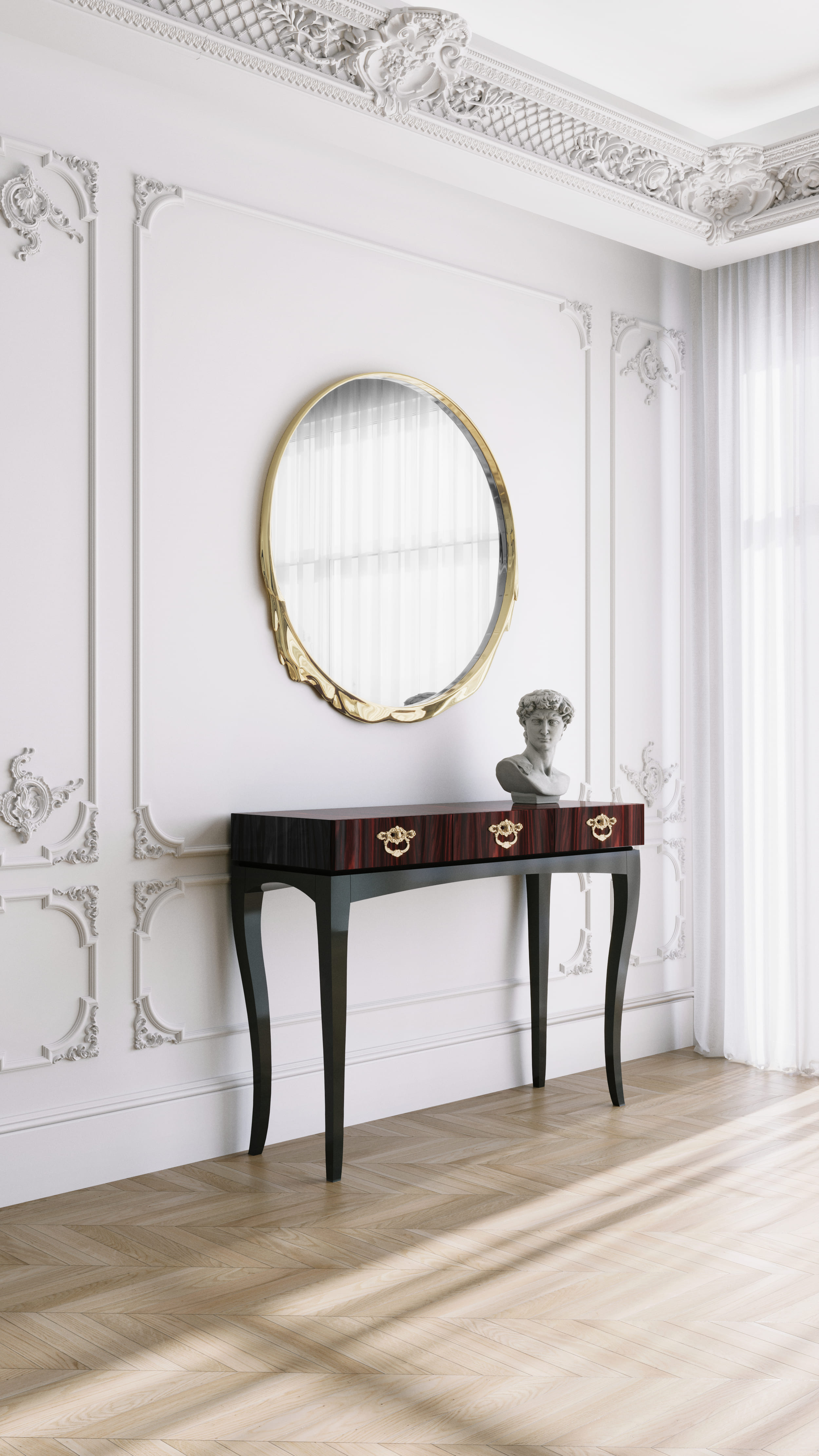 Elegant Entryway with Sculptural Presence and Reflective Sophistication - Home'Society