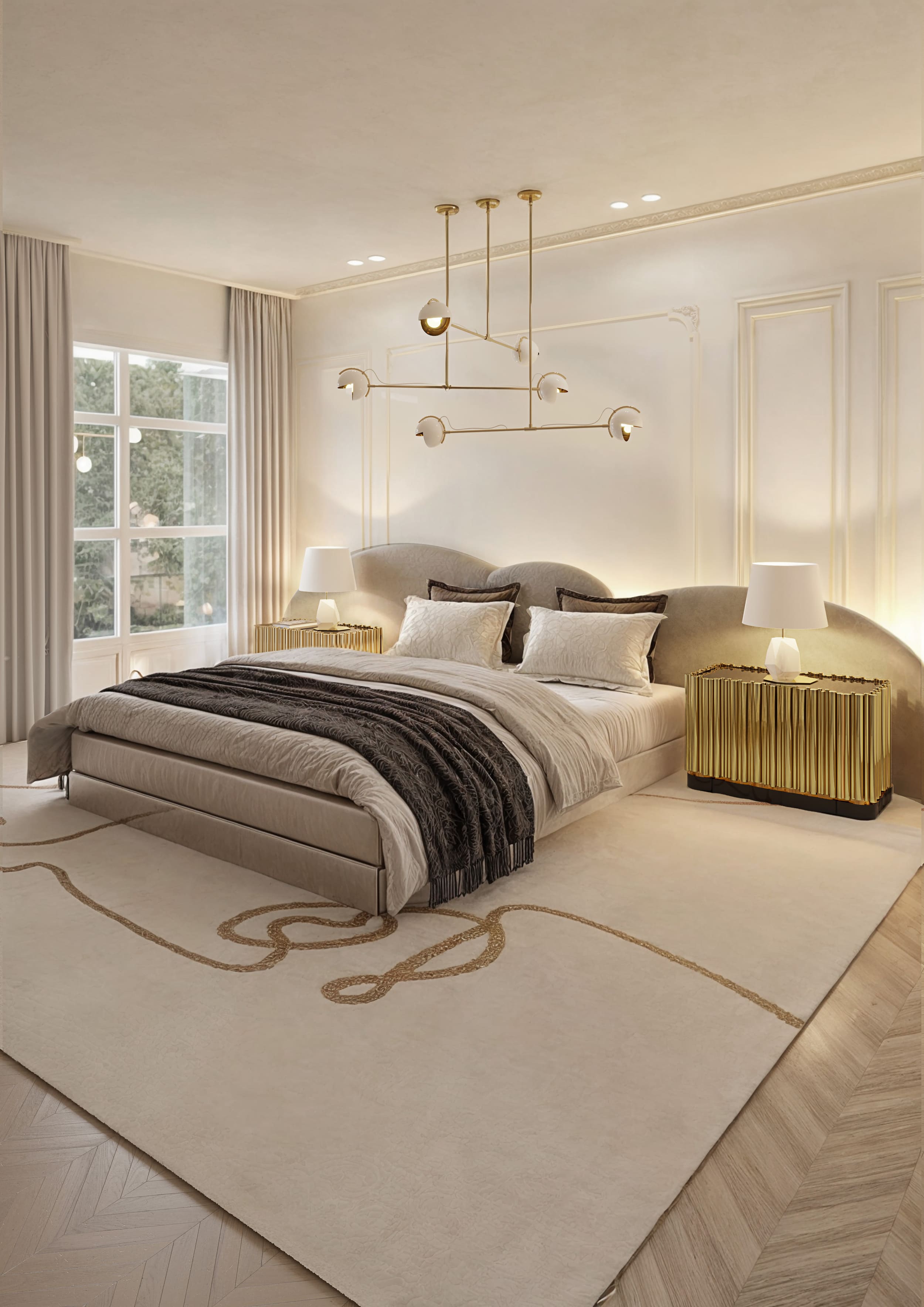 Dreamlike Master Suite with Playful Elegance and Sculptural Lighting - Home'Society