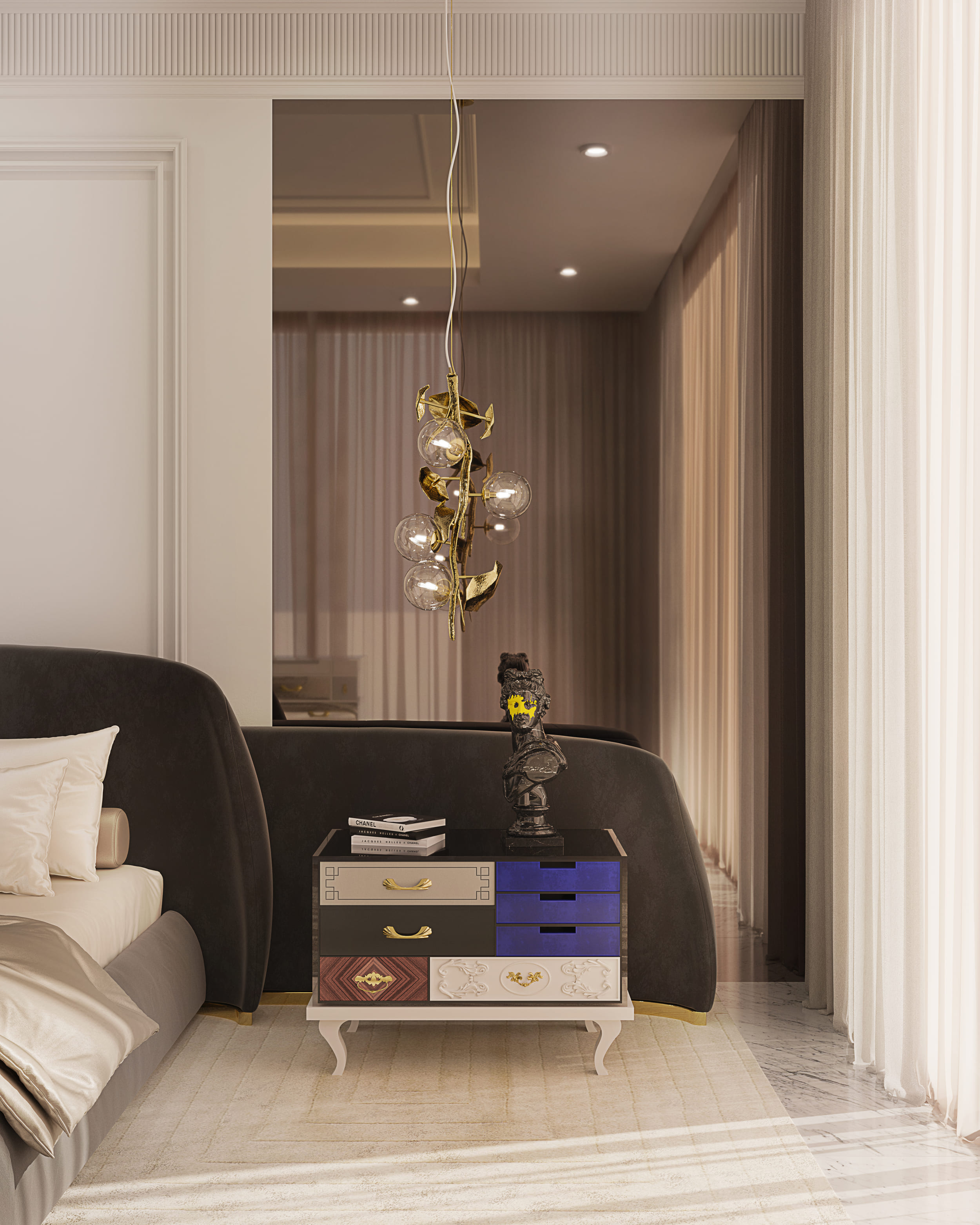 Graceful Master Suite with Sculptural Comfort and Refined Layers - Home'Society
