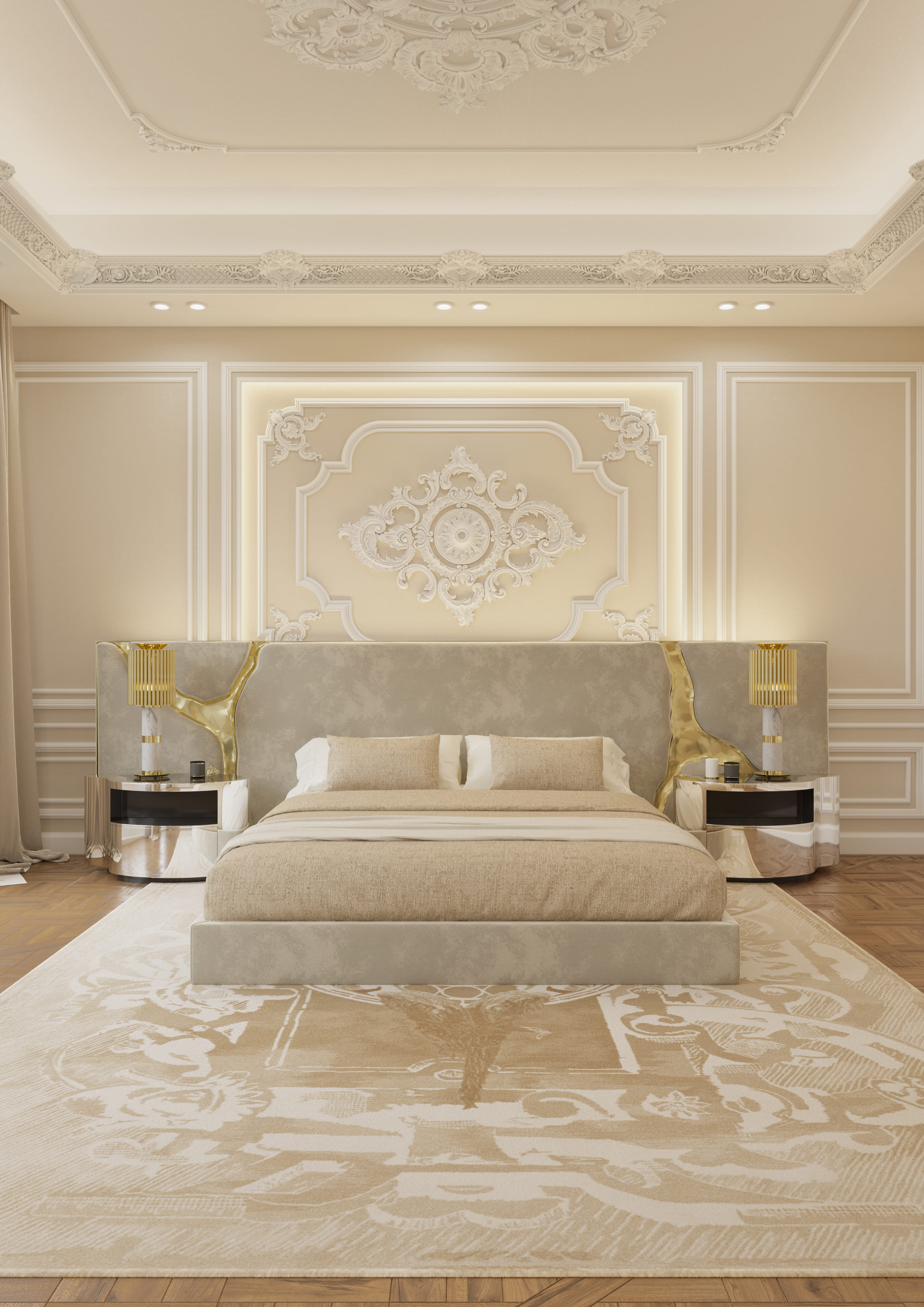 Elegant Master Suite with Sculptural Design and Warm Illumination - Home'Society