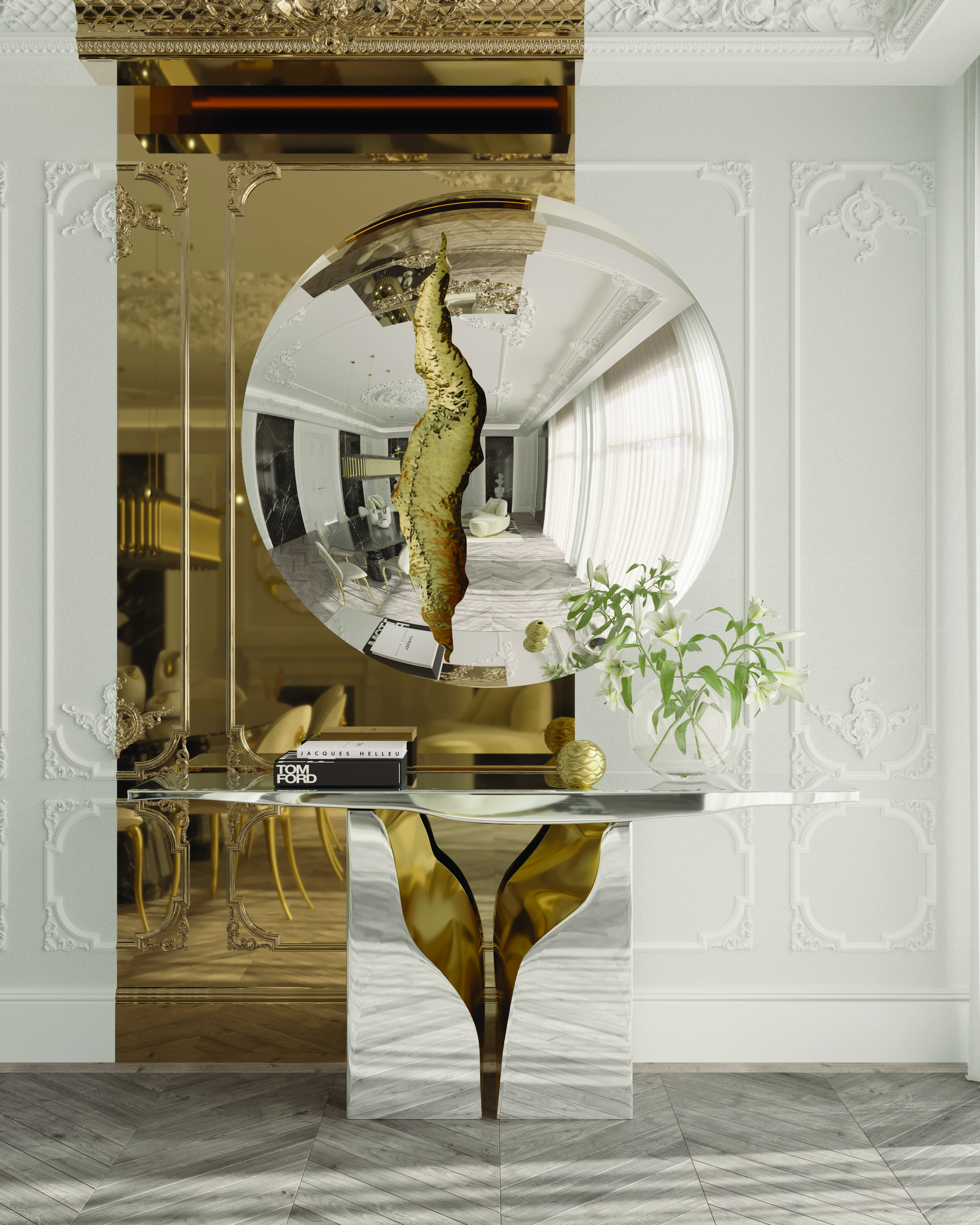LUXURIOUS MASTER SUITE WITH SCULPTURAL FORMS AND ARTISTIC ELEGANCE - Home'Society