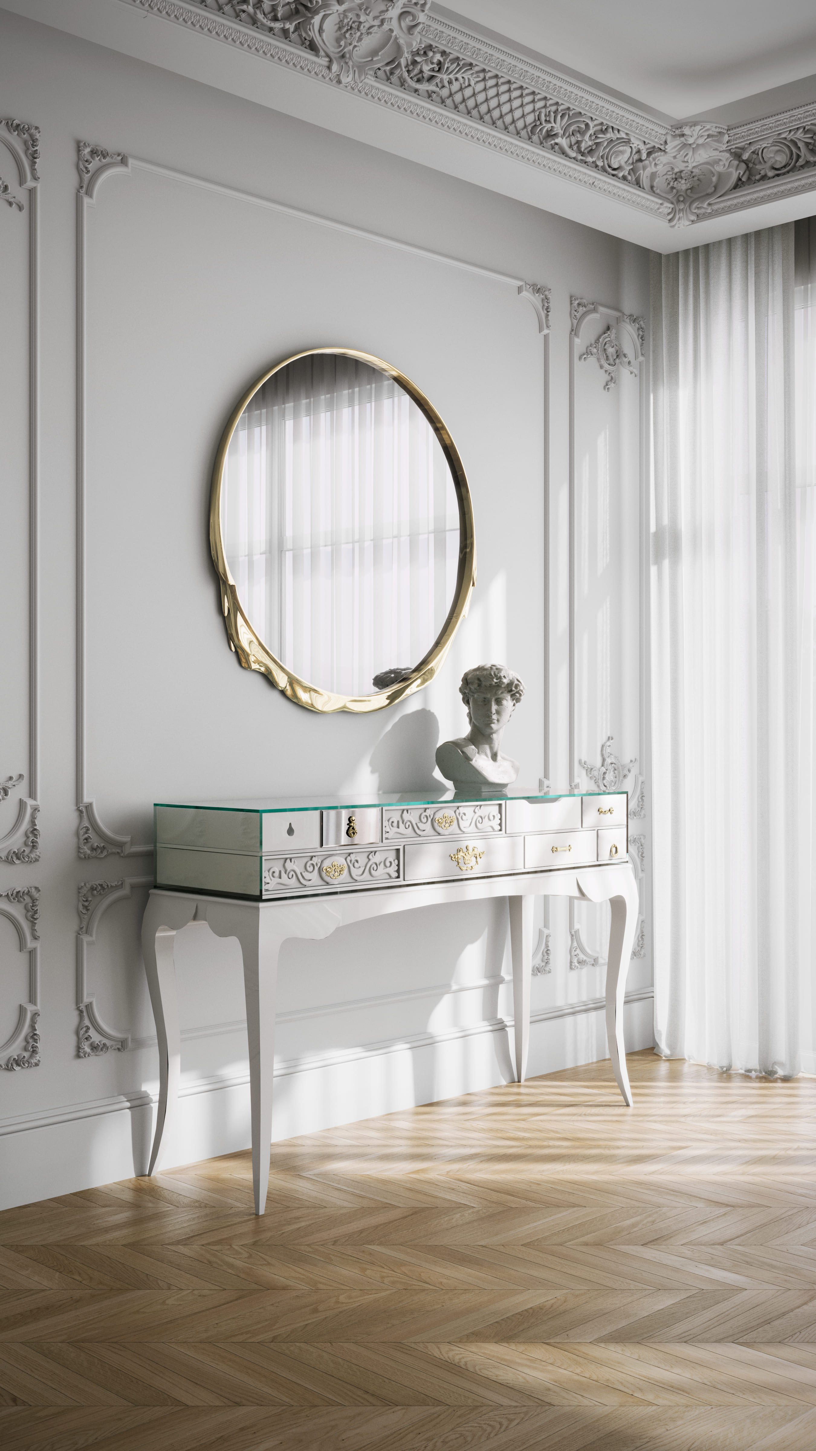 Refined Master Suite with Sculptural Balance and Reflective Elegance - Home'Society