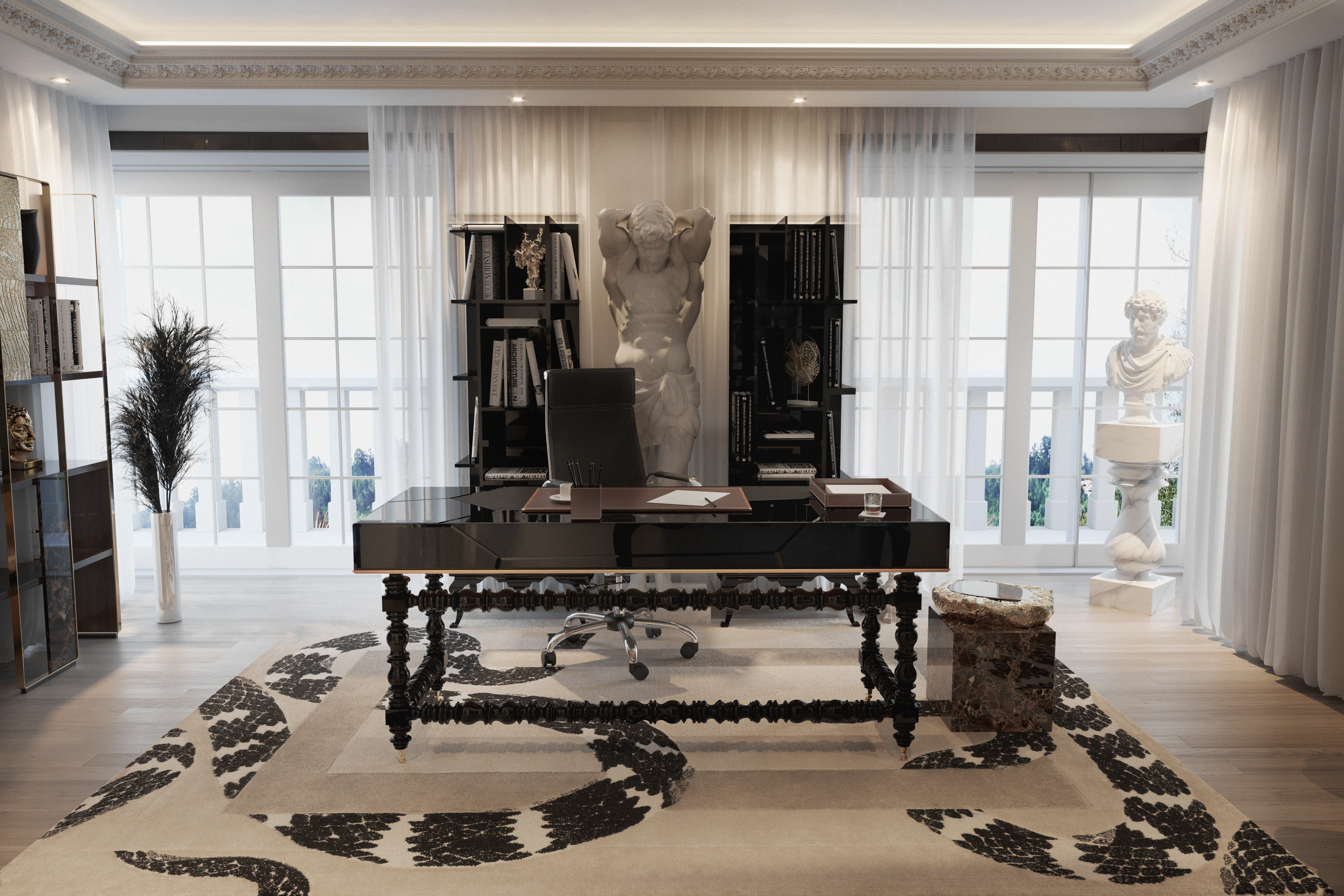 Luxury Master Suite Office with Artistic Design and Bold Character - Home'Society