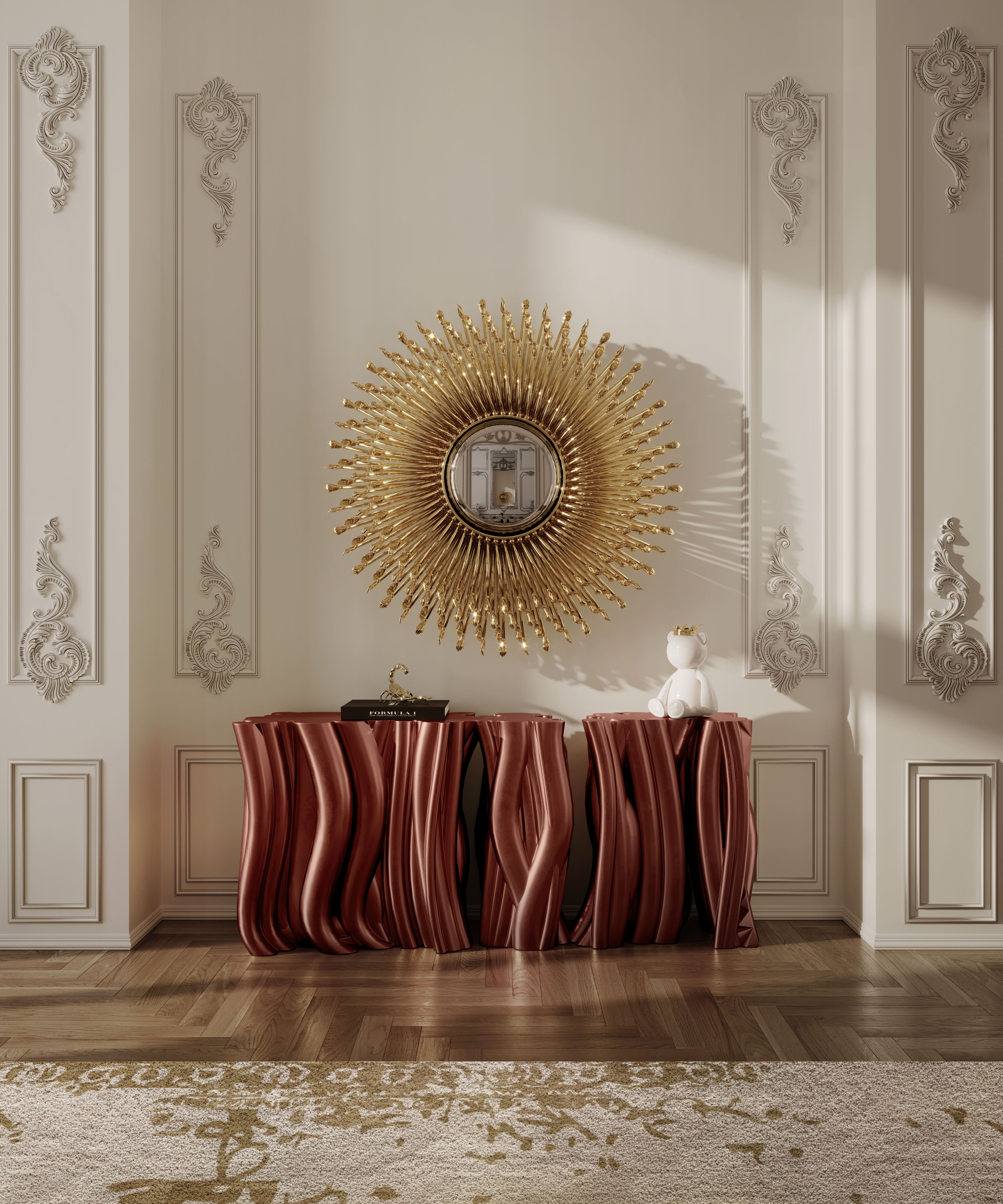 Sophisticated Master Suite with Artistic Mirrors and Sculptural Design - Home'Society