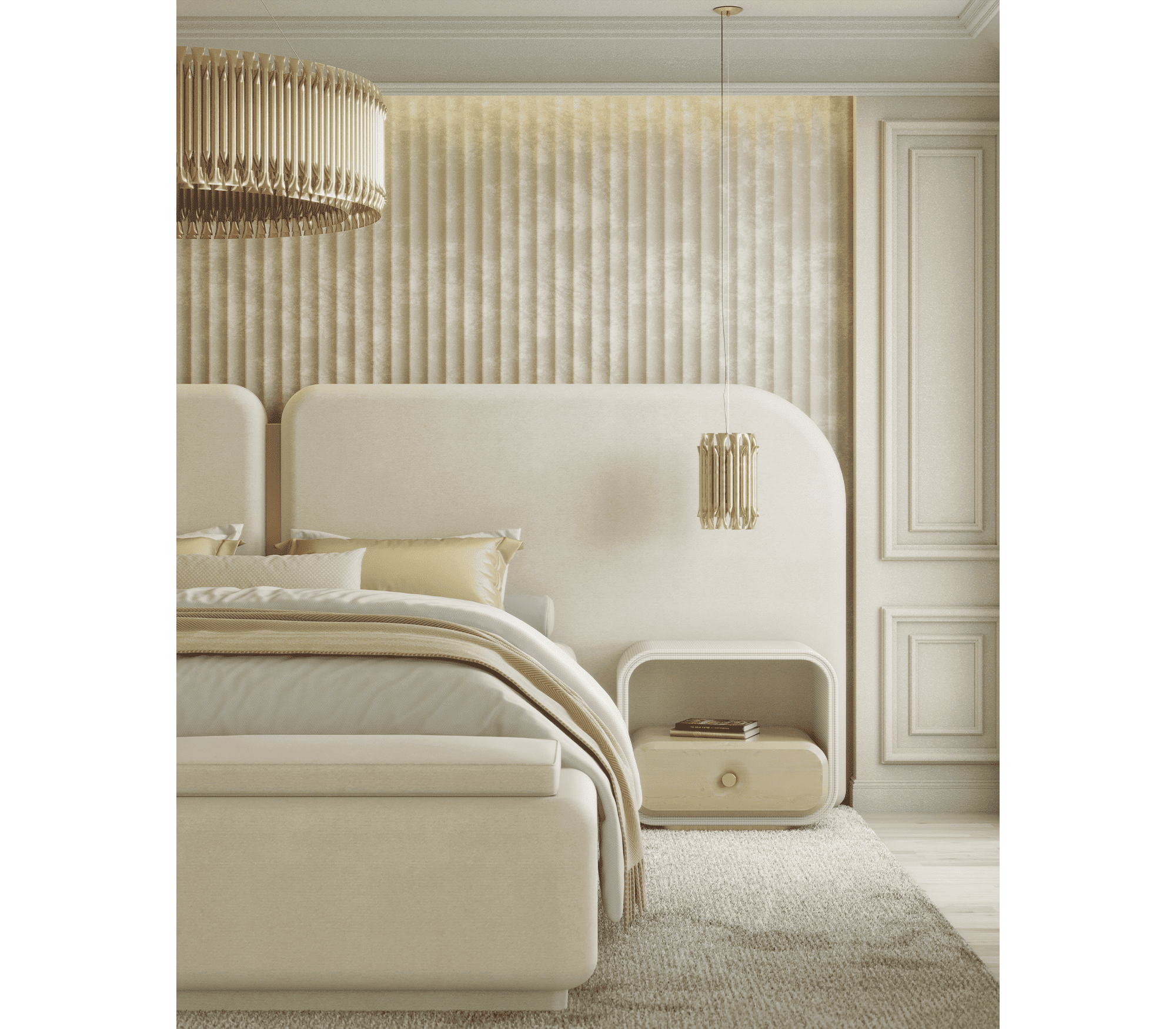 MID-CENTURY MASTER SUITE WITH ARTISTIC LIGHTING AND TIMELESS ELEGANCE - Home'Society