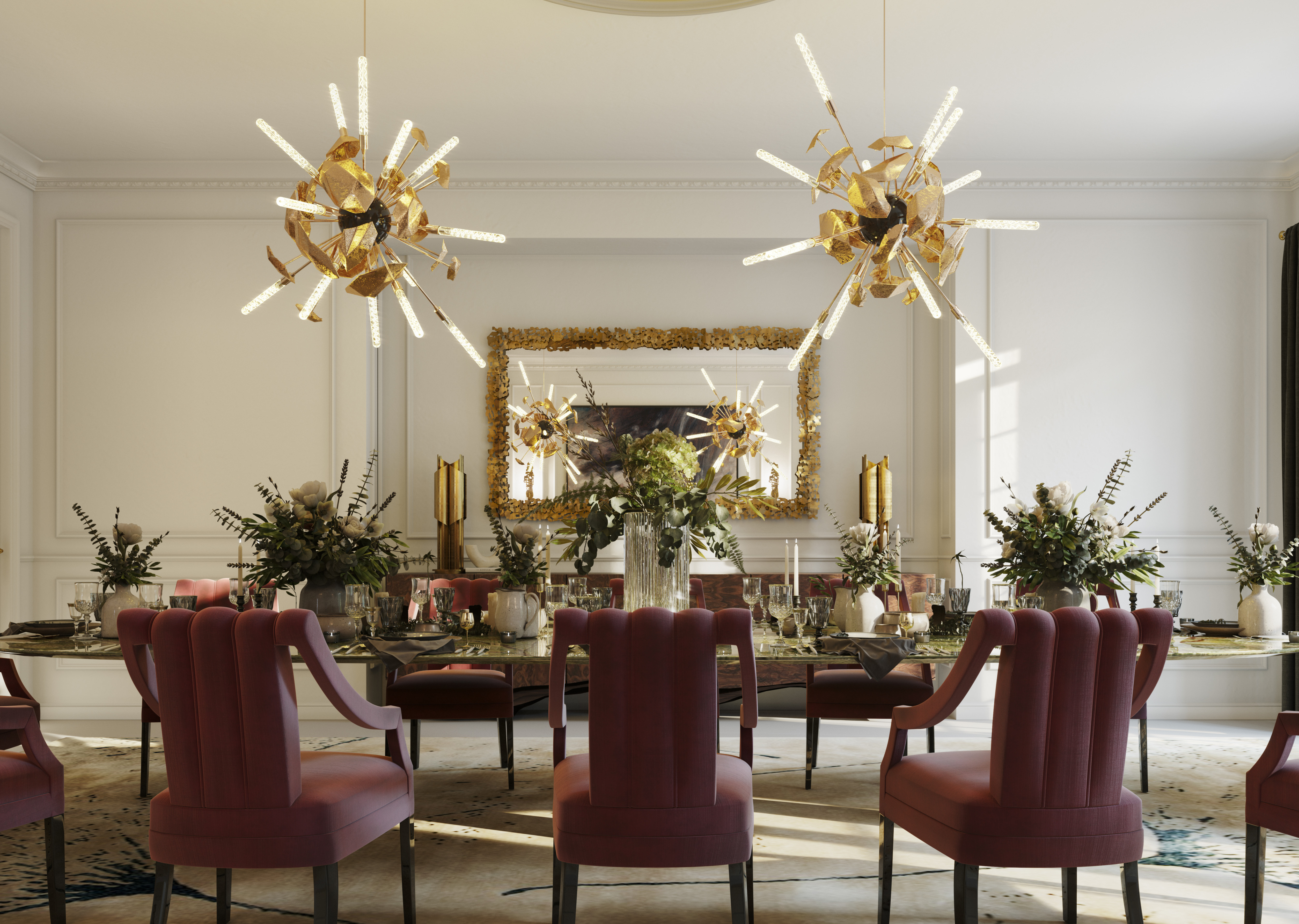 Astounding Dining Room Design With Gold Details - Home's Society